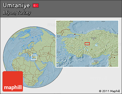 Savanna Style Location Map of Umraniye, hill shading
