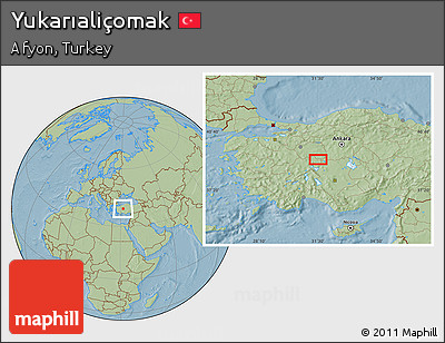Savanna Style Location Map of Yukarıaliçomak, hill shading