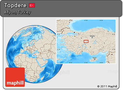 Shaded Relief Location Map of Topdere