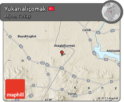 Shaded Relief Map of Yukarıaliçomak