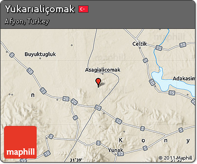 Shaded Relief Map of Yukarıaliçomak