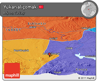 Political Panoramic Map of Yukarıaliçomak