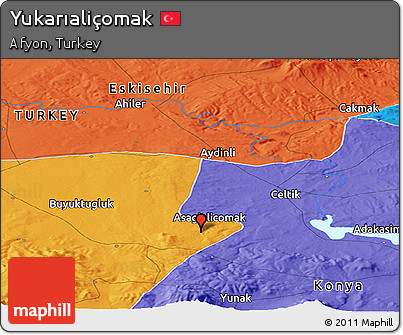 Political Panoramic Map of Yukarıaliçomak