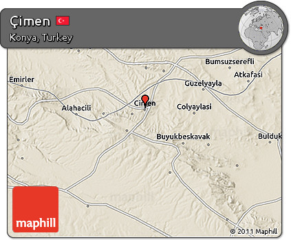 Shaded Relief 3D Map of Çimen