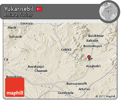 Shaded Relief 3D Map of Yukarısebil