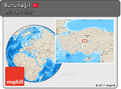 Shaded Relief Location Map of Burunağıl