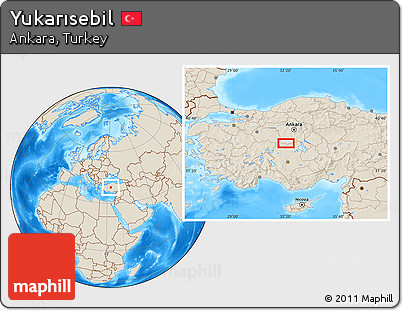 Shaded Relief Location Map of Yukarısebil