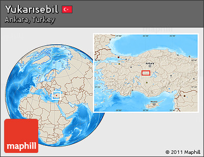 Shaded Relief Location Map of Yukarısebil