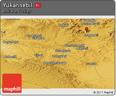 Physical Panoramic Map of Yukarısebil
