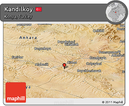 Satellite Panoramic Map of Kandilköy