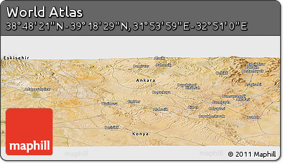 Satellite Panoramic Map of the Area around 39° 3' 25" N, 32° 22' 30" E