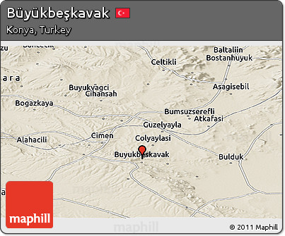 Shaded Relief Panoramic Map of Büyükbeşkavak