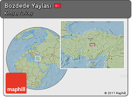 Savanna Style Location Map of Bozdede Yaylası, hill shading