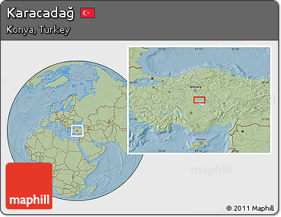 Savanna Style Location Map of Karacadağ, hill shading