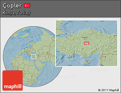 Savanna Style Location Map of Çöpler, hill shading