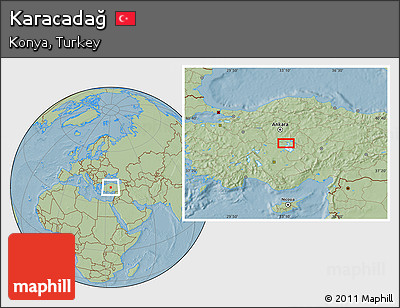 Savanna Style Location Map of Karacadağ, hill shading