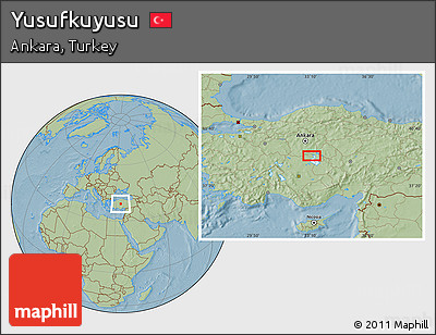 Savanna Style Location Map of Yusufkuyusu, hill shading
