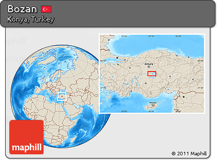 Shaded Relief Location Map of Bozan