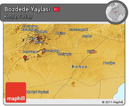 Physical Panoramic Map of Bozdede Yaylası