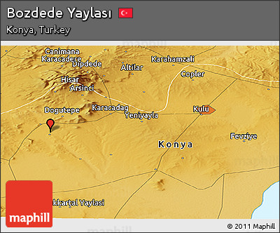 Physical Panoramic Map of Bozdede Yaylası