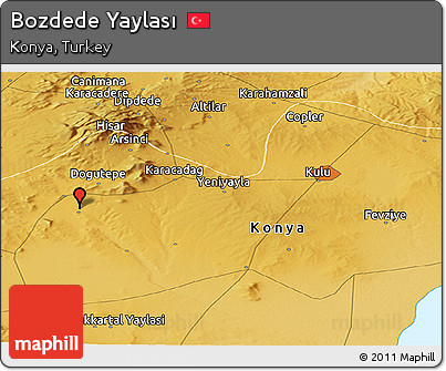 Physical Panoramic Map of Bozdede Yaylası