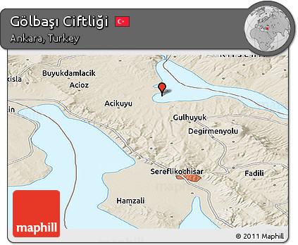 Shaded Relief Panoramic Map of Gölbaşı Ciftliği