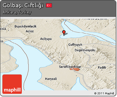 Shaded Relief Panoramic Map of Gölbaşı Ciftliği