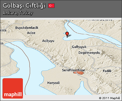 Shaded Relief Panoramic Map of Gölbaşı Ciftliği