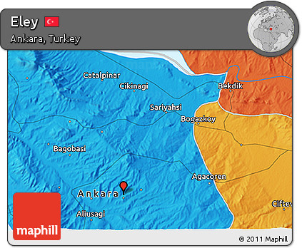 Political 3D Map of Eley