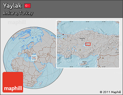 Gray Location Map of Yaylak, hill shading