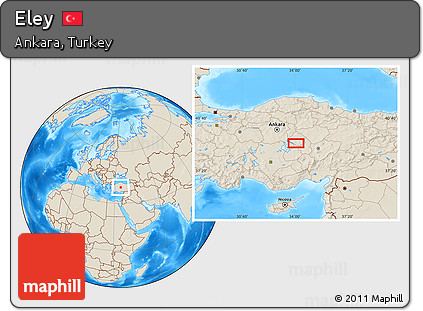 Shaded Relief Location Map of Eley