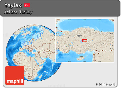 Shaded Relief Location Map of Yaylak