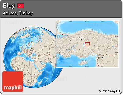 Shaded Relief Location Map of Eley