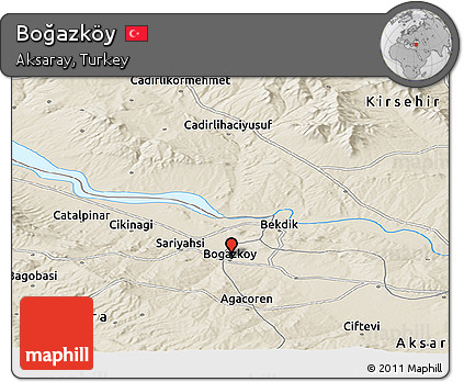 Shaded Relief Panoramic Map of Boğazköy