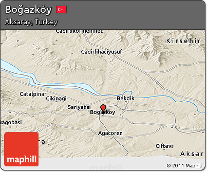 Shaded Relief Panoramic Map of Boğazköy