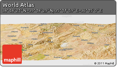 Satellite Panoramic Map of the Area around 39° 3' 25" N, 35° 46' 29" E