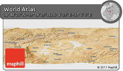 Satellite Panoramic Map of the Area around 39° 3' 25" N, 36° 37' 30" E