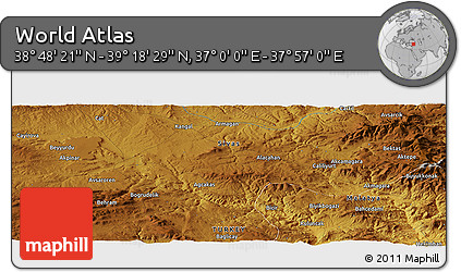 Physical Panoramic Map of the Area around 39° 3' 25" N, 37° 28' 30" E