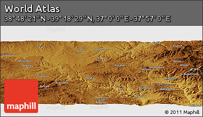 Physical Panoramic Map of the Area around 39° 3' 25" N, 37° 28' 30" E