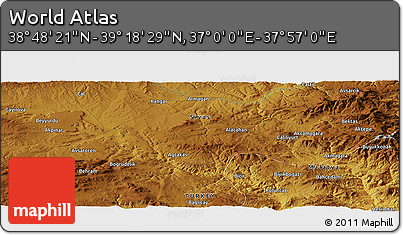 Physical Panoramic Map of the Area around 39° 3' 25" N, 37° 28' 30" E