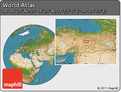 Satellite Location Map of the Area around 39° 3' 25" N, 38° 19' 30" E