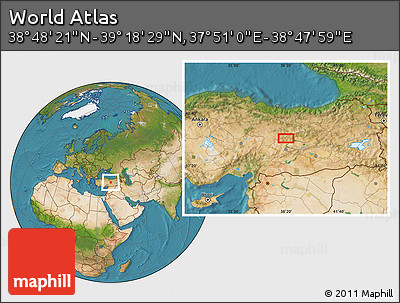 Satellite Location Map of the Area around 39° 3' 25" N, 38° 19' 30" E