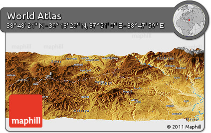 Physical Panoramic Map of the Area around 39° 3' 25" N, 38° 19' 30" E