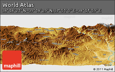 Physical Panoramic Map of the Area around 39° 3' 25" N, 38° 19' 30" E