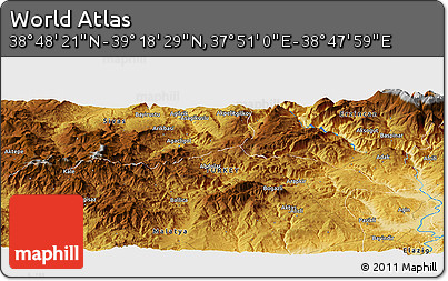 Physical Panoramic Map of the Area around 39° 3' 25" N, 38° 19' 30" E