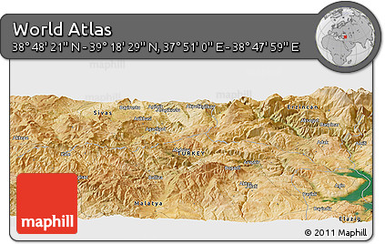 Satellite Panoramic Map of the Area around 39° 3' 25" N, 38° 19' 30" E