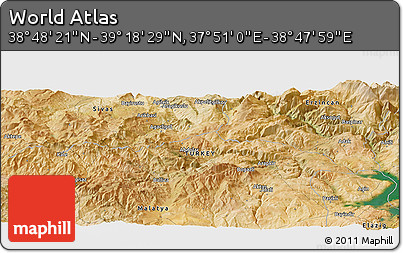 Satellite Panoramic Map of the Area around 39° 3' 25" N, 38° 19' 30" E