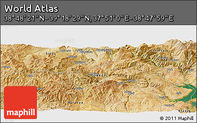 Satellite Panoramic Map of the Area around 39° 3' 25" N, 38° 19' 30" E