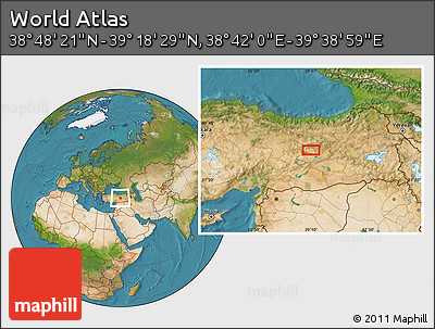 Satellite Location Map of the Area around 39° 3' 25" N, 39° 10' 29" E