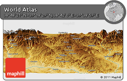 Physical Panoramic Map of the Area around 39° 3' 25" N, 39° 10' 29" E